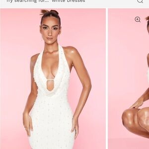 Oh Polly White Bodycon Halter Dress